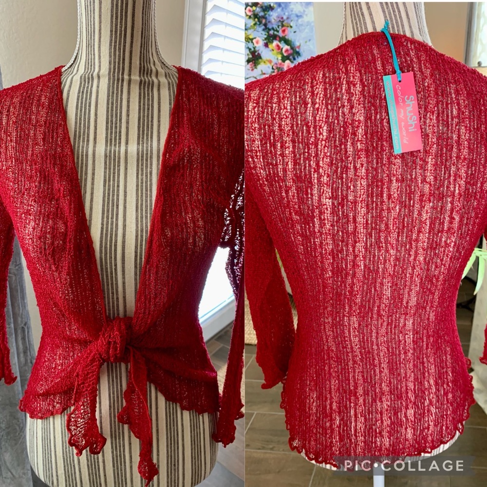 Handmade Mesh Cardigan with Tie-waist
